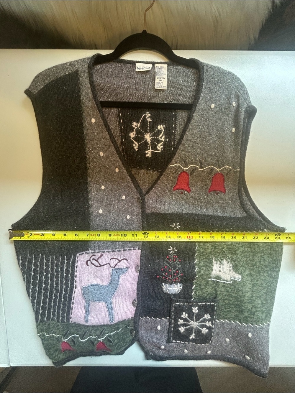 Vintage Christmas Sweater Vest Button up Womens Plus 4X Grandma Cottagecore 90s - Picture 10 of 11